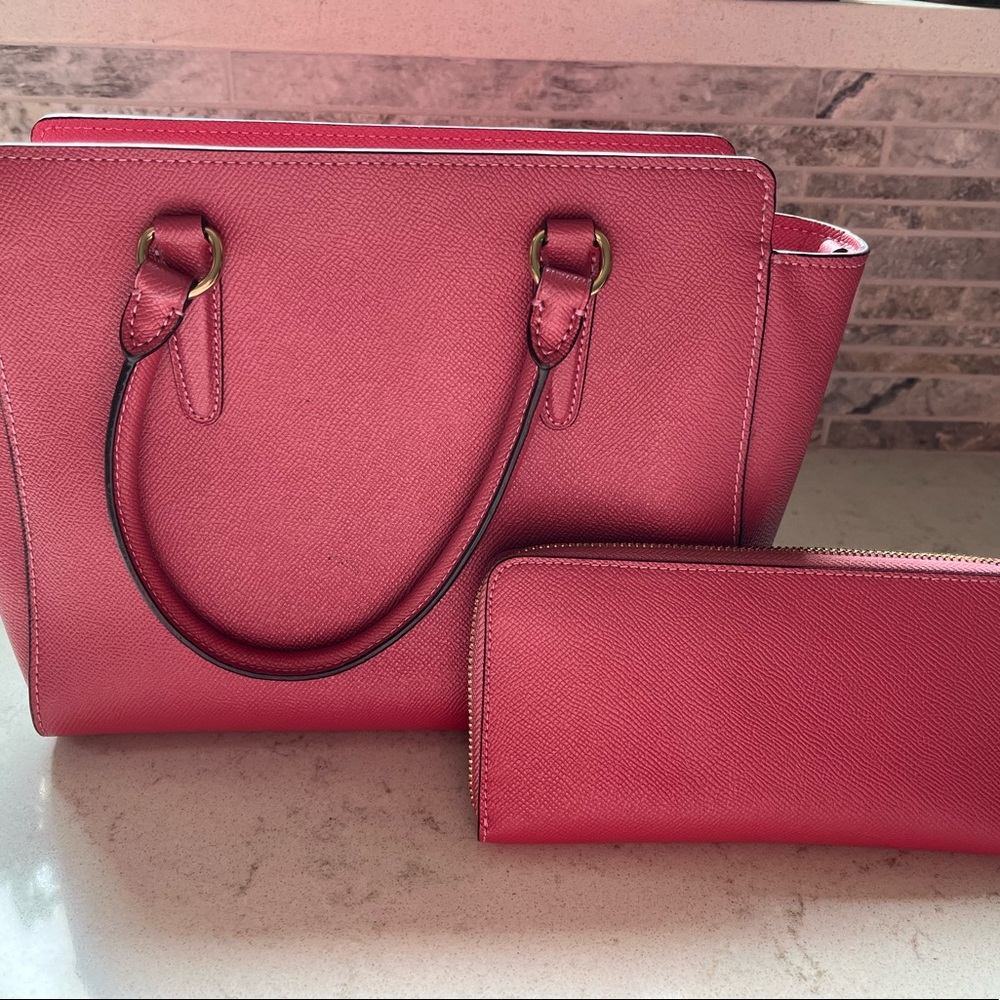 Authentic pink coach purse and matching wallet. Used but in great condition!